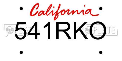 541RKO California License Plate