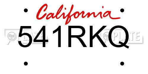 541RKQ California License Plate