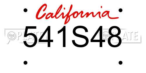 541S48 California License Plate