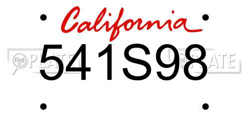 541S98 California License Plate
