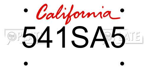 541SA5 California License Plate