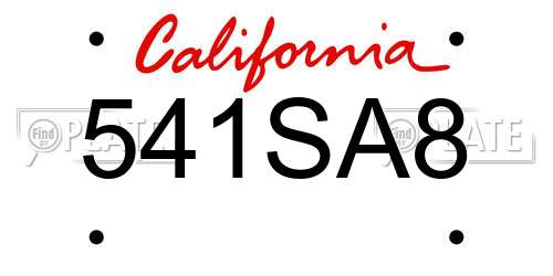 541SA8 California License Plate