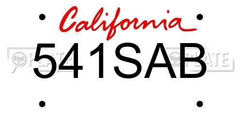 541SAB California License Plate