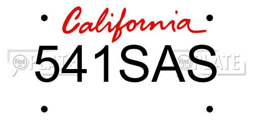 541SAS California License Plate