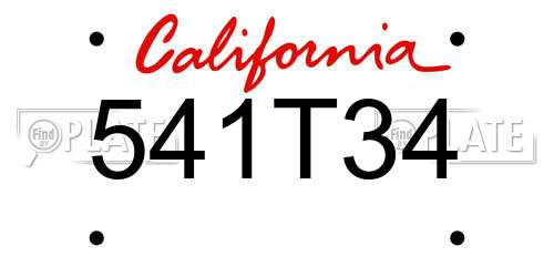541T34 California License Plate