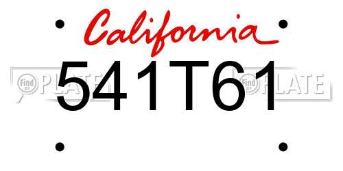 541T61 California License Plate