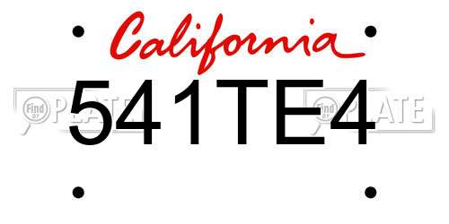 541TE4 California License Plate