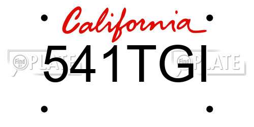 541TGI California License Plate