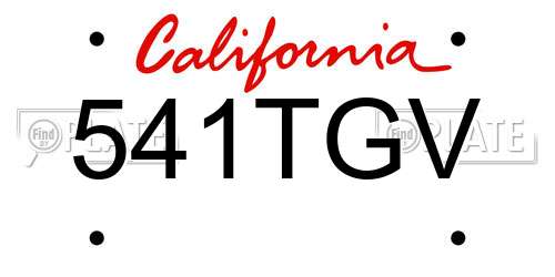 541TGV California License Plate