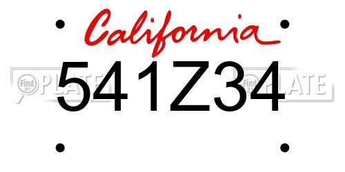 541Z34 California License Plate