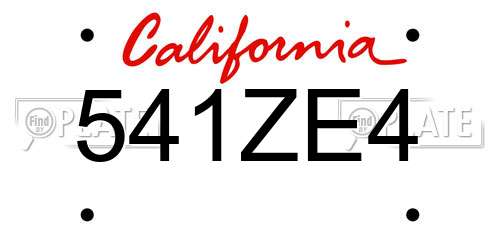 541ZE4 California License Plate