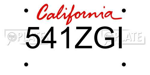 541ZGI California License Plate