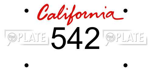 542 California License Plate