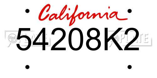 54208K2 California License Plate