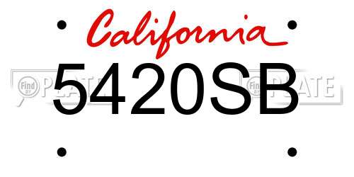 5420SB California License Plate