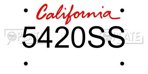 5420SS California License Plate
