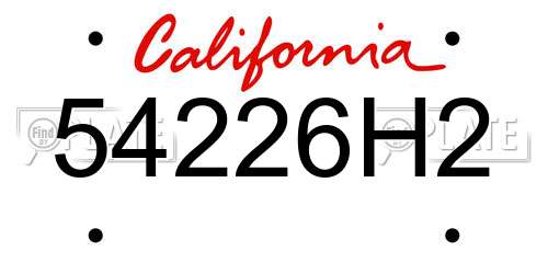 54226H2 California License Plate