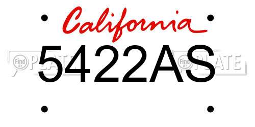 5422AS California License Plate