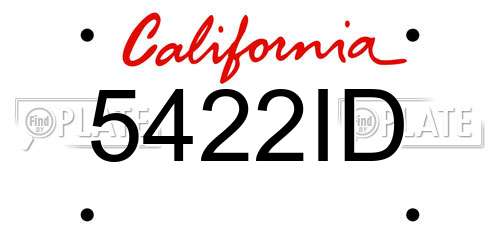 5422ID California License Plate