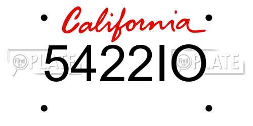 5422IO California License Plate