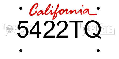 5422TQ California License Plate