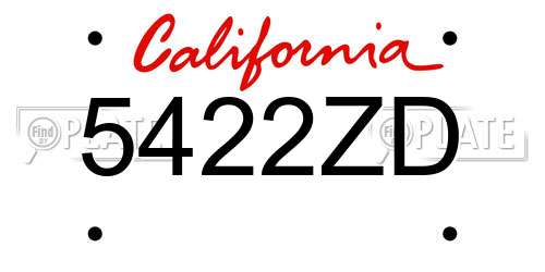 5422ZD California License Plate