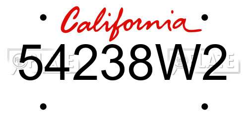 54238W2 California License Plate