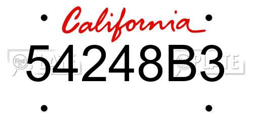 54248B3 California License Plate