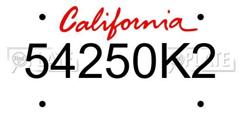 54250K2 California License Plate