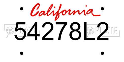 54278L2 California License Plate
