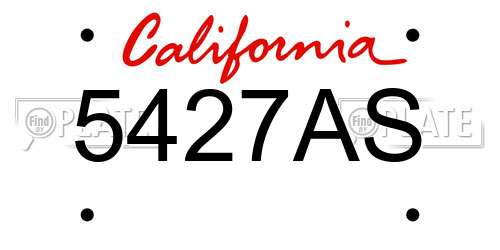 5427AS California License Plate