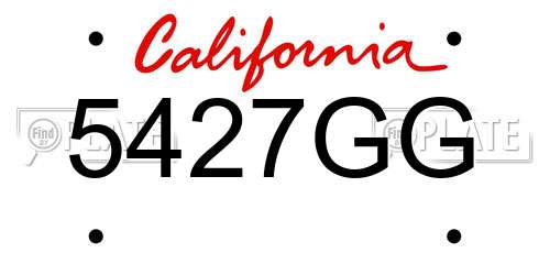 5427GG California License Plate