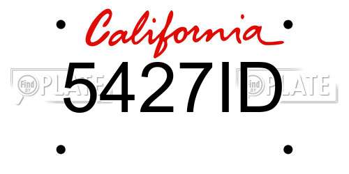 5427ID California License Plate