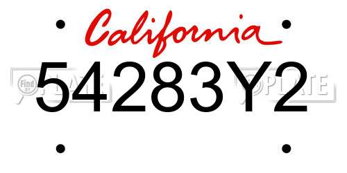 54283Y2 California License Plate
