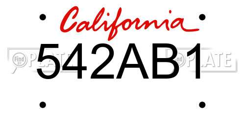 542AB1 California License Plate