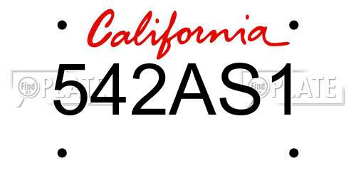 542AS1 California License Plate