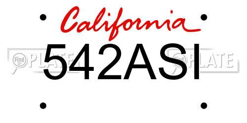 542ASI California License Plate
