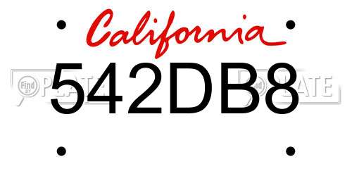 542DB8 California License Plate