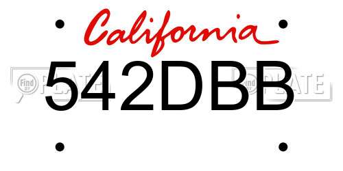 542DBB California License Plate