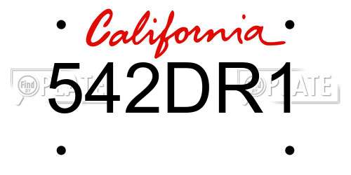 542DR1 California License Plate