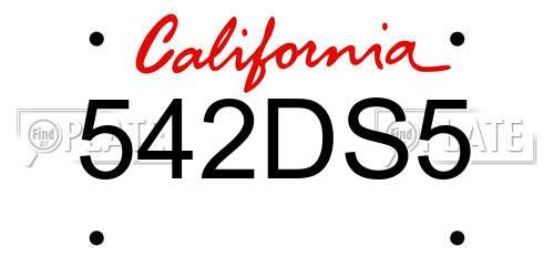 542DS5 California License Plate