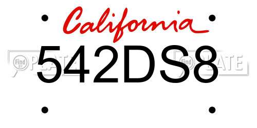 542DS8 California License Plate