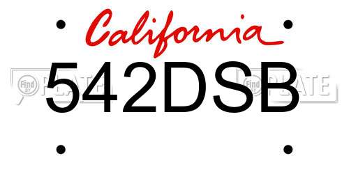 542DSB California License Plate