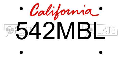 542MBL California License Plate