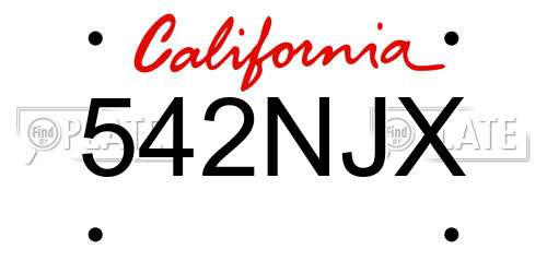 542NJX California License Plate