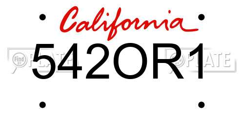 542OR1 California License Plate