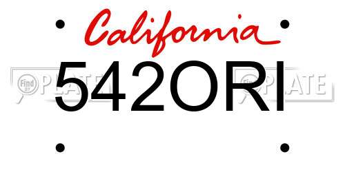 542ORI California License Plate