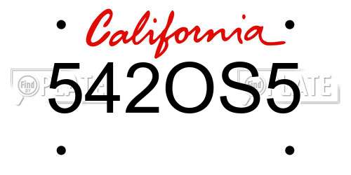542OS5 California License Plate