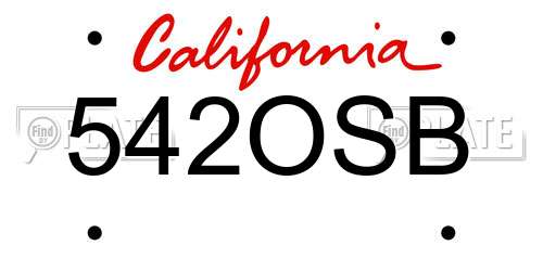 542OSB California License Plate
