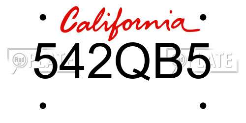 542QB5 California License Plate